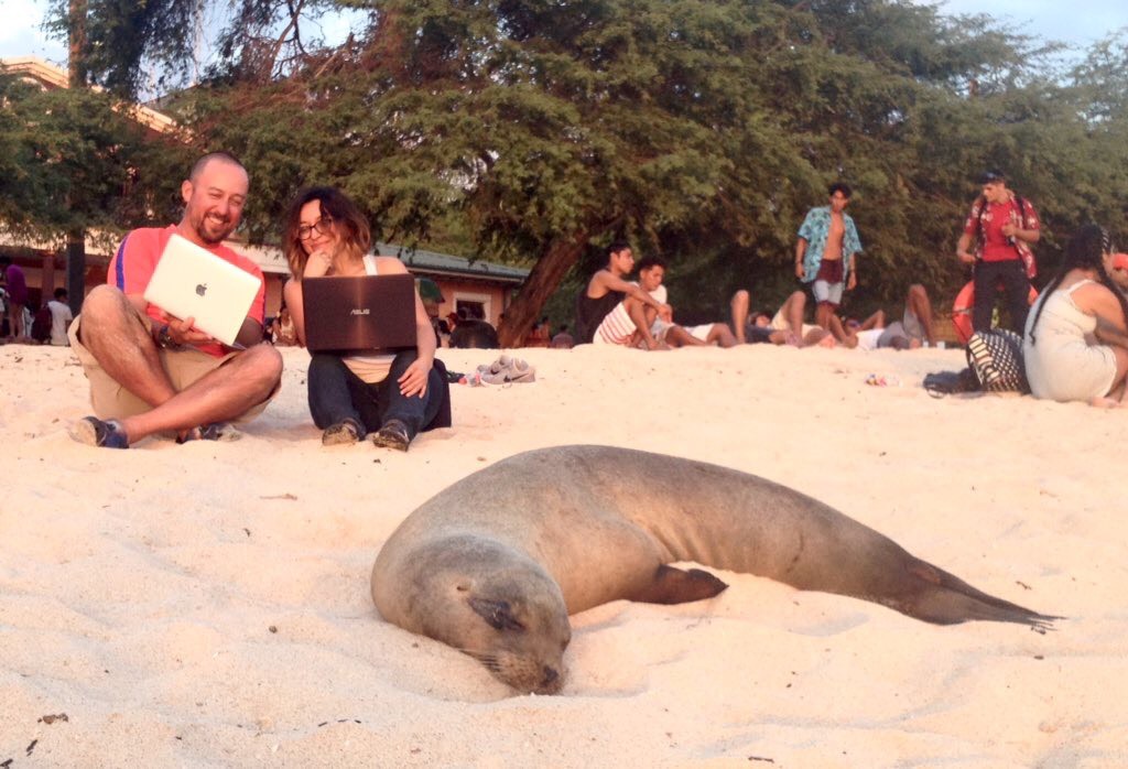 Vianey with Alex Hearn from the Universidad San Francisco de Quito during a research visit to San Cristobal on the Galapagos Islands