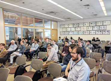 Students listening to a talk on Research Day 2019